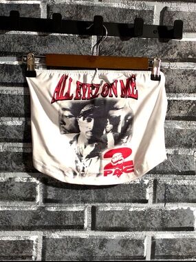 ALL EYEZ ON ME TUPAC SHAKUR STRAPLESS CROP TOP SIZE SMALL
